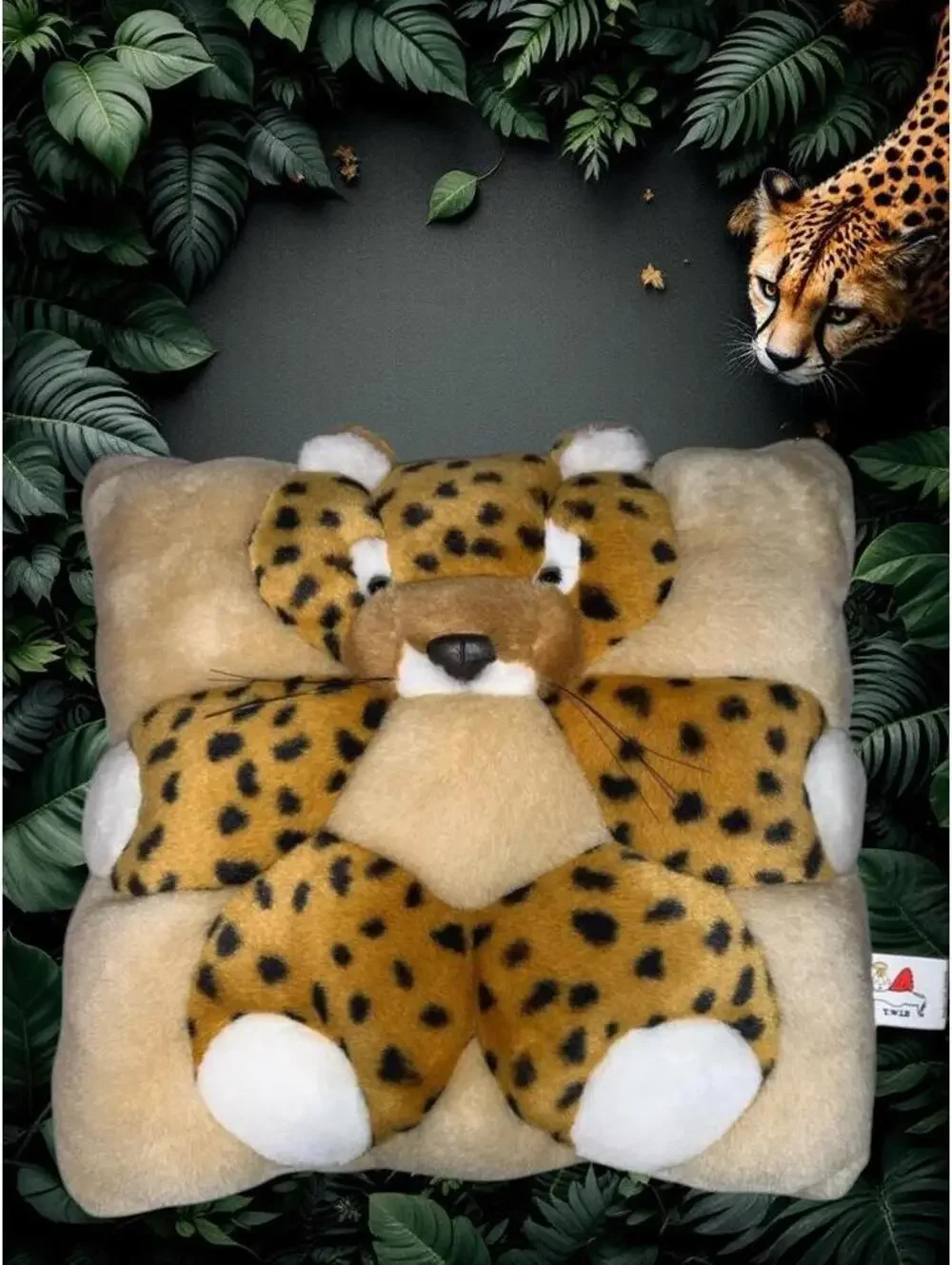 TWIE Cheetah Plush Sculpted Pillow.  11 x 11